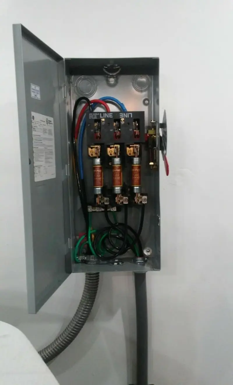 Three-phase disconnect switch installed for Smoke Detector Installation in Home Gardens